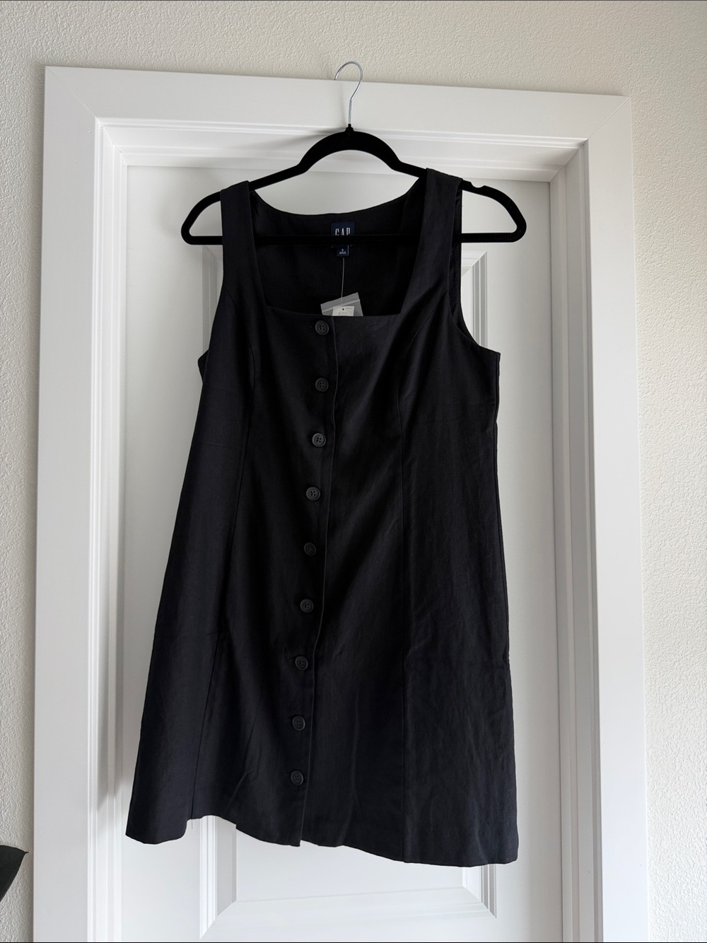 GAP Black Sleeveless Button-Front Mini Dress